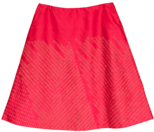 'Dashes' Lipstick indian Douppion A-line skirt Front