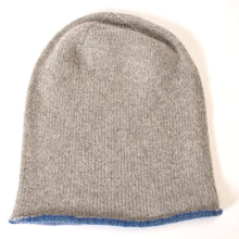 Hand painted coloured edge cashmere hat - Blue.