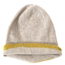 Hand painted coloured edge cashmere hat - yellow.