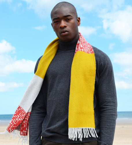 Colour Block hand printed Angora Wool scarf - Staffa 12 menswear