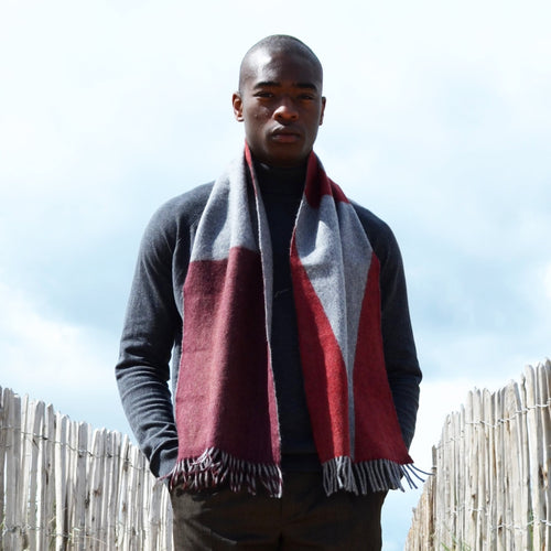 Colour Block hand printed Angora Wool scarf - Staffa 7 menswear