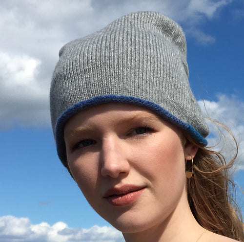 Hand painted coloured edge cashmere hat.