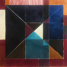 Jane Keith 'Colour Block grid' 100% wool hand painted - the final layer of colour applied before the last steaming process which fixes the dye.  The colour will change quite a bit once washed. - studio shot