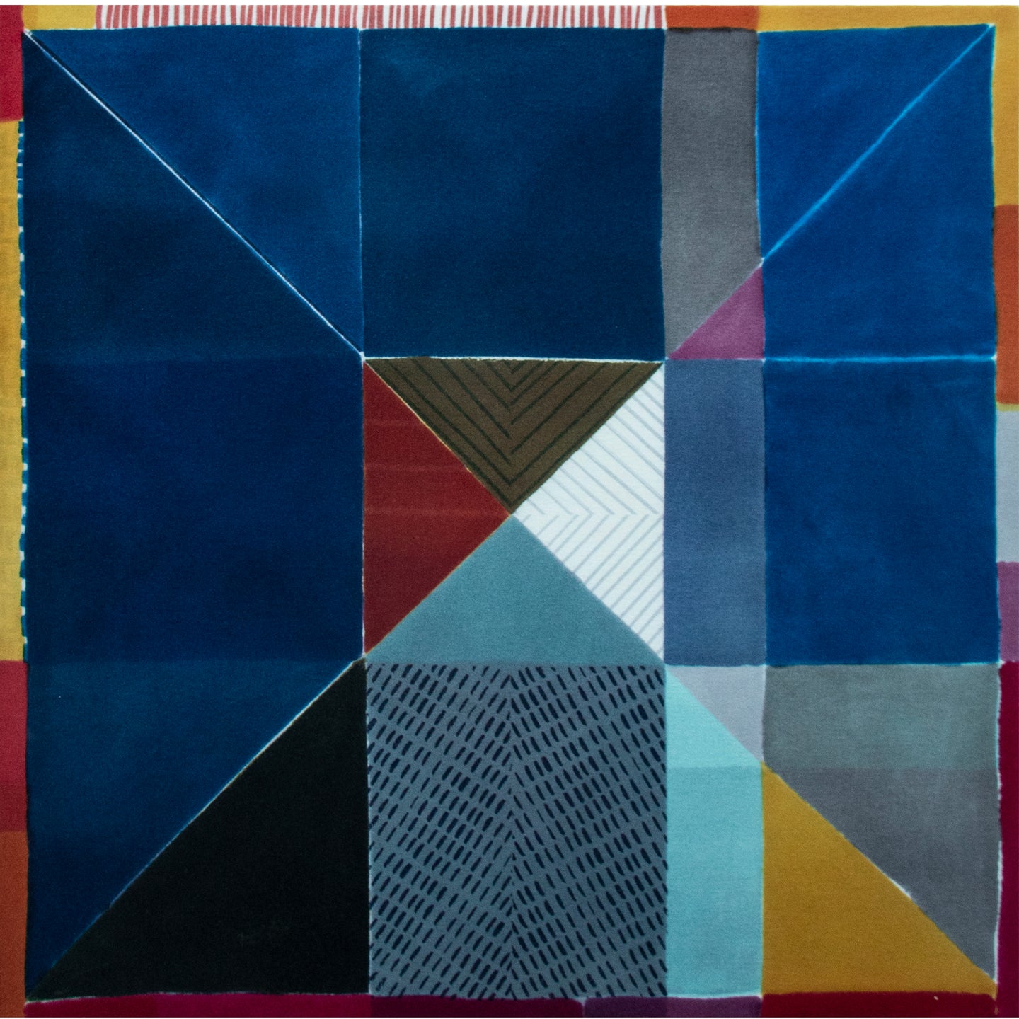 Jane Keith 'Colour Block grid' 100% wool 840mm x840mm x 45mm stretched panel