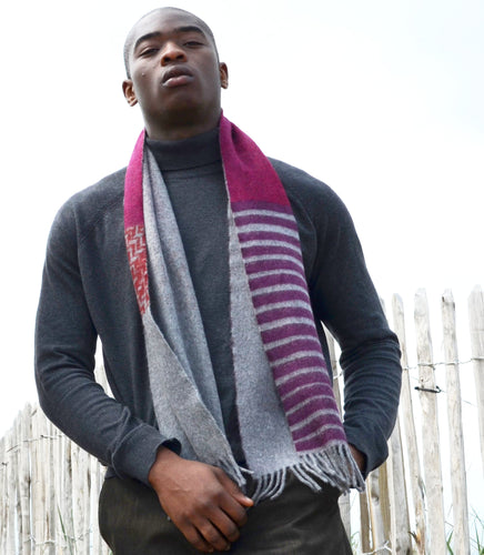 Colour Block hand printed Angora Wool scarf - Staffa 9 menswear
