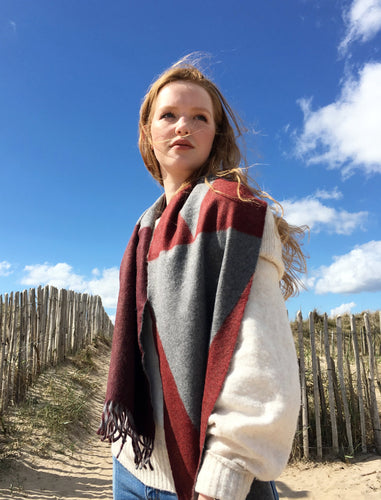 Jane Keith Designs Colour Block hand printed Angora Wool scarf - Staffa 7