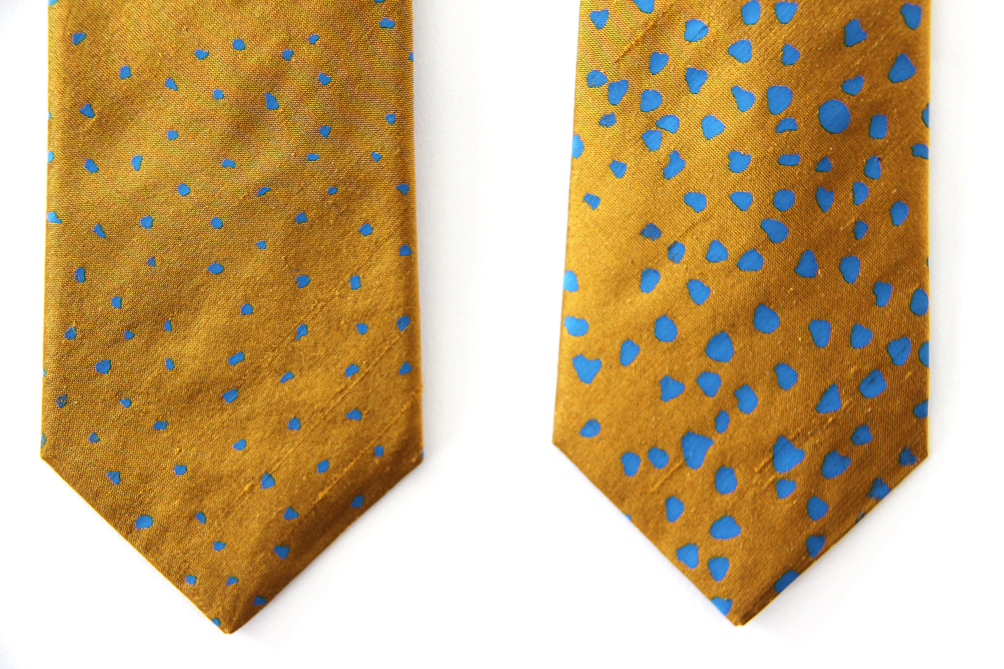 SNOW - Gold and Blue indian douppion silk tie