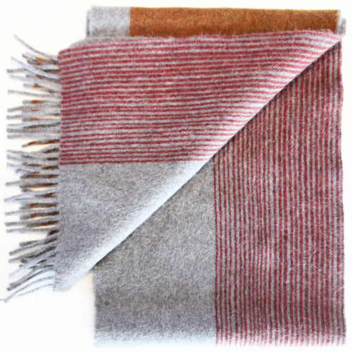 Jane Keith Designs Colour Block hand printed Angora Wool scarf - Staffa 3