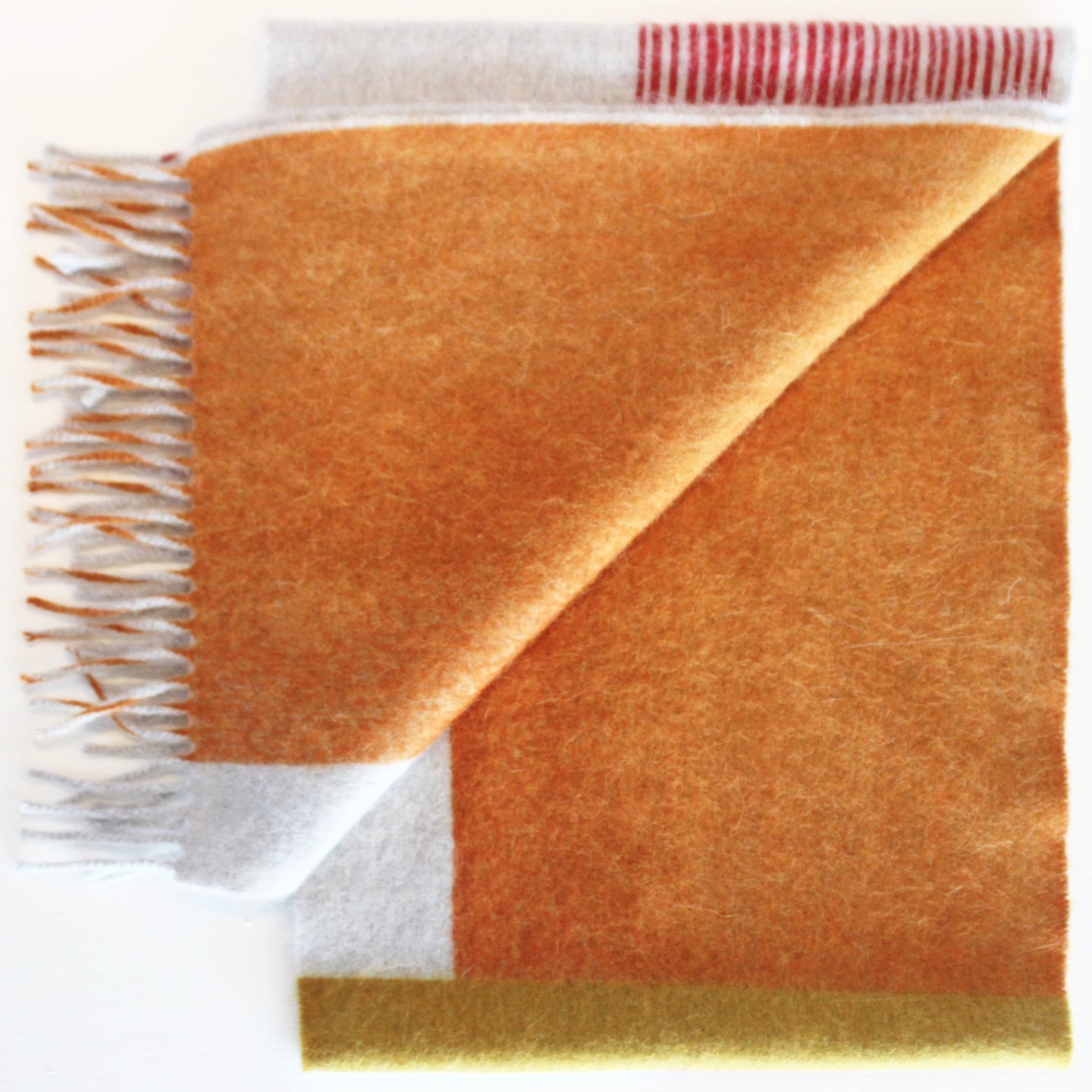 Jane Keith Designs Colour Block hand printed Angora Wool scarf - Staffa 4