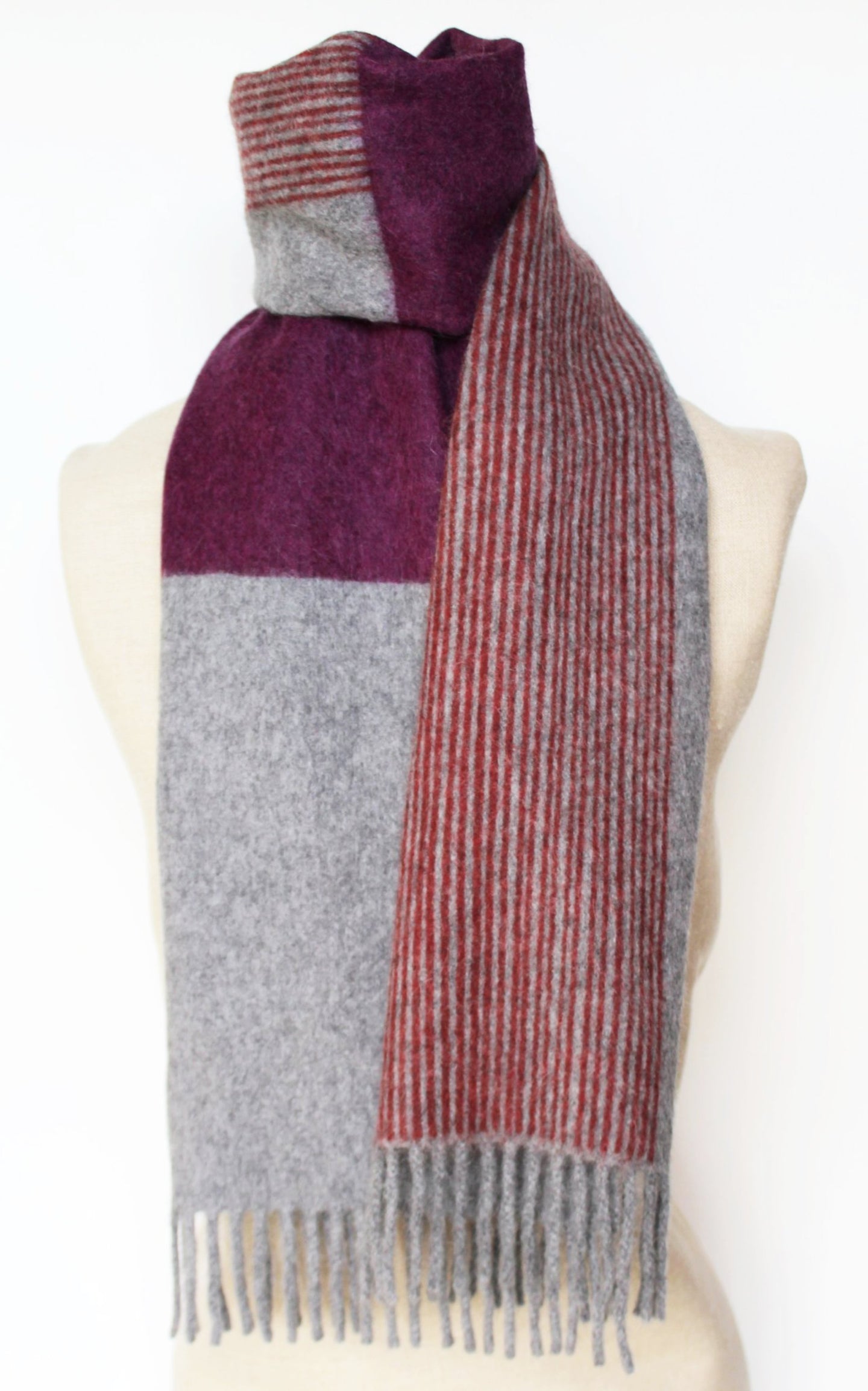 Jane Keith Designs Colour Block hand printed Angora Wool scarf - Staffa 5