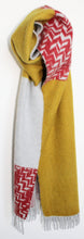 Yellow and red printed anogora wool scarf