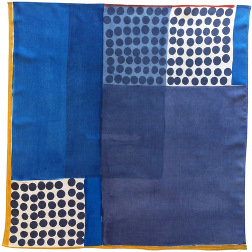 Jane Keith Designs Hand printed silk neckerchief style no 13 - blues