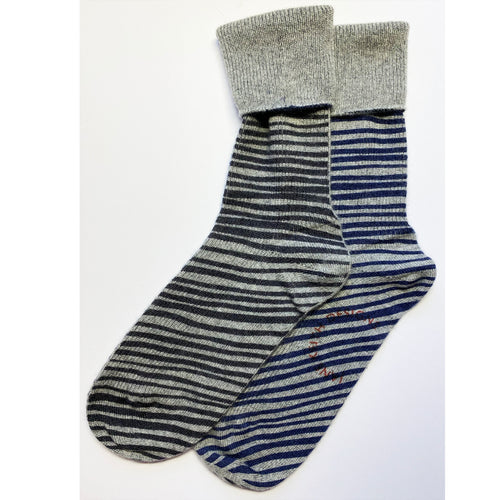 Double sided Striped ladies cashmere socks.