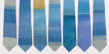Pale blue 'Essaouira' striped hand painted tie