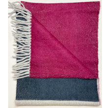 Staff 10 - Colour block angora wool scarf Silver base (pink and teal blocks)