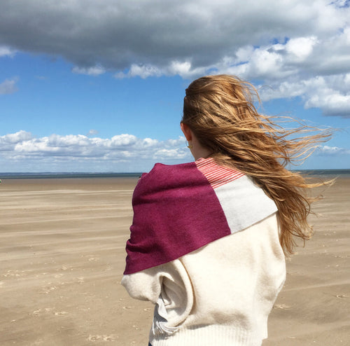 Jane Keith Designs Colour Block hand printed Angora Wool scarf - Staffa 6