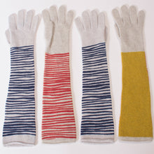 Ladies long cashmere glove - stripe back.